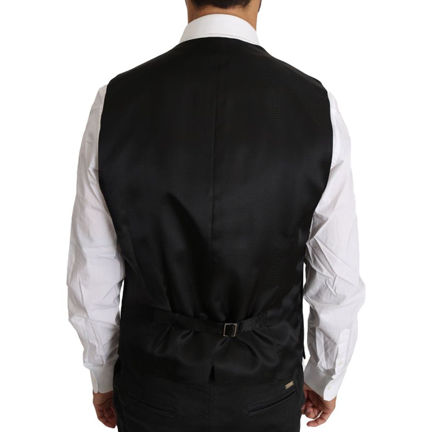 Dolce & Gabbana Elegant Gray Slim-Fit Wool-Silk Vest gray-wool-silk-waistcoat-vest a-1714.jpg