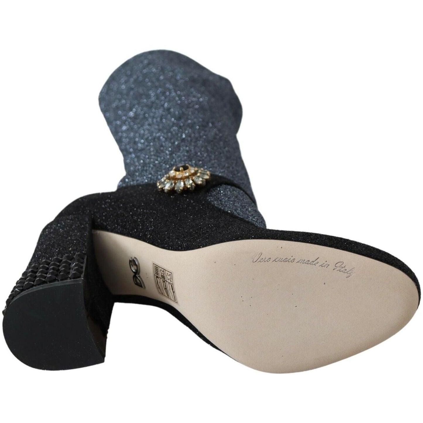 Dolce & Gabbana Glamorous Crystal-Embellished Booties black-crystal-mary-janes-booties-shoes