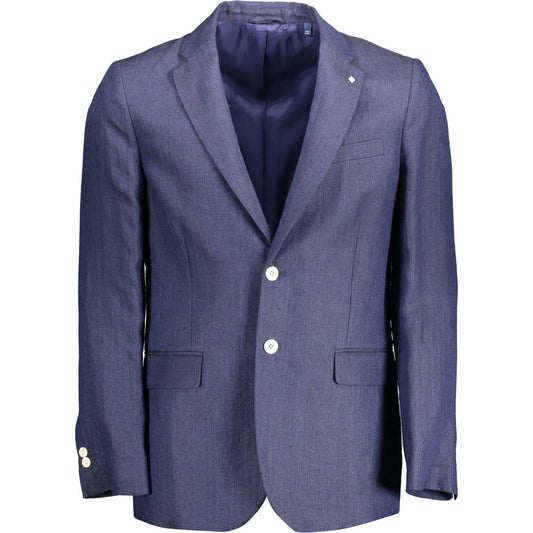 Gant Elegant Blue Linen Classic Jacket blue-linen-jacket