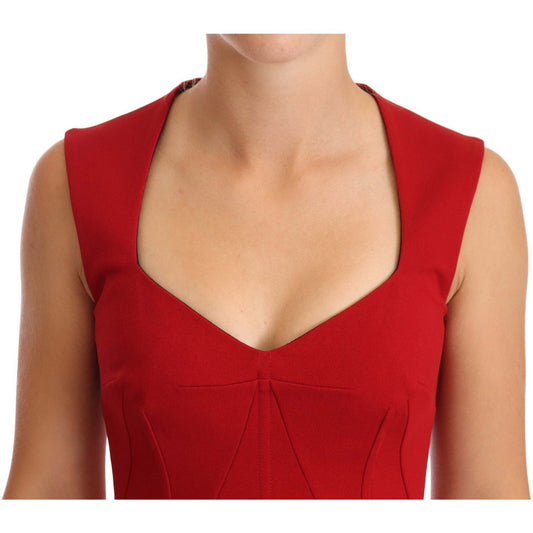 Dolce & Gabbana Elegant Sweetheart Midi Dress in Red WOMAN DRESSES red-sweetheart-sleeveless-midi-stretch-dress