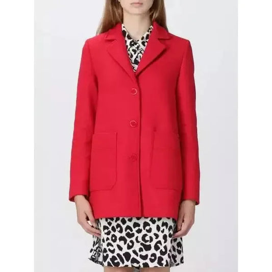 Love Moschino Elegant Red Wool-Blend Winter Coat red-wool-jackets-coat