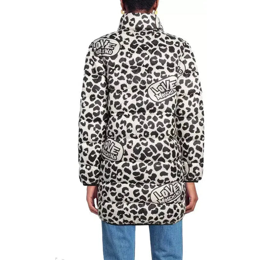 Love Moschino Enchanting Leopard Print Long Down Jacket white-polyester-jackets-coat-11