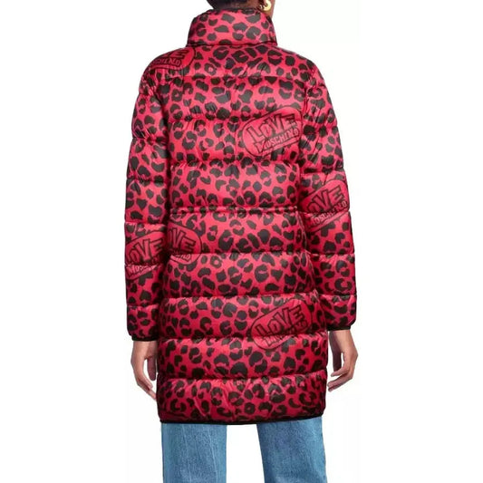 Love Moschino Elegant Leopard Print Polyester Down Jacket red-polyester-jackets-coat-5