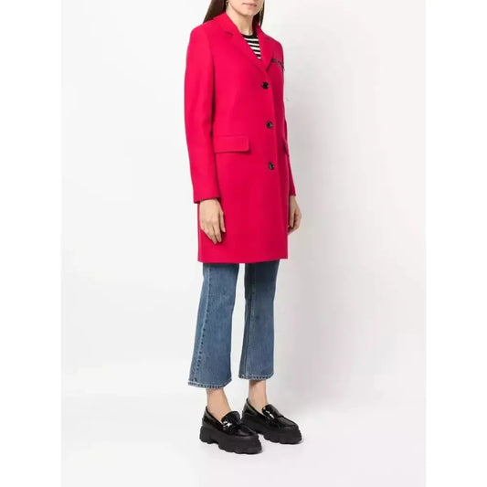 Love Moschino Elegant Red Wool Blend Coat with Logo Detail red-wool-jackets-coat-1