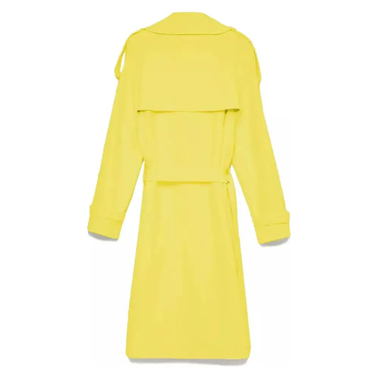 Hinnominate Chic Yellow Double-Breasted Trench Coat yellow-jackets-coat