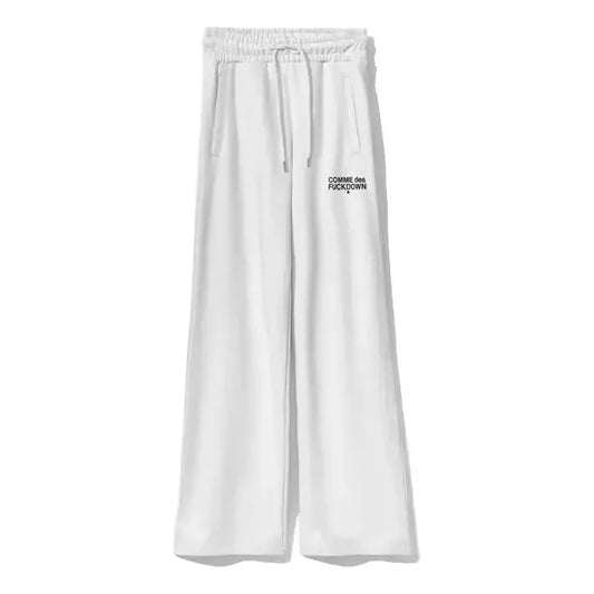 Comme Des Fuckdown Chic White Logo Sweatpants white-cotton-trousers product-10344-1862849646-5a3e2b6d-5ae.webp