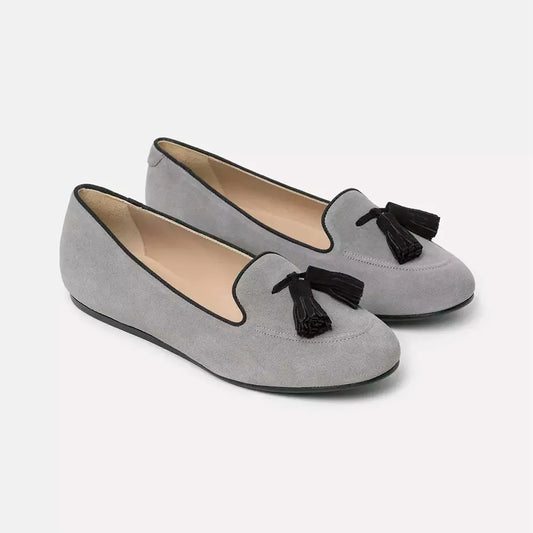 Charles Philip Elegant Gray Suede Tassel Moccasins gray-leather-moccasin
