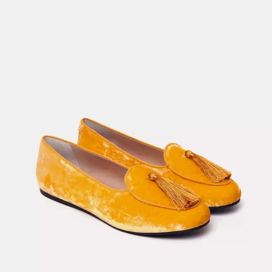Charles Philip Elegant Velvet Yellow Flats with Tassel Detail yellow-leather-loafer product-10397-1487951331-501e35da-fdb.webp