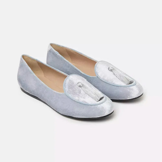 Charles Philip Elegant Velvet Tassel Flats for the Chic Woman gray-flat-shoe