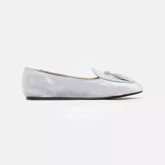Charles Philip Elegant Silver Velvet Flats with Tassel Detail gray-flat-shoe product-10398-802736442-de613048-410.webp