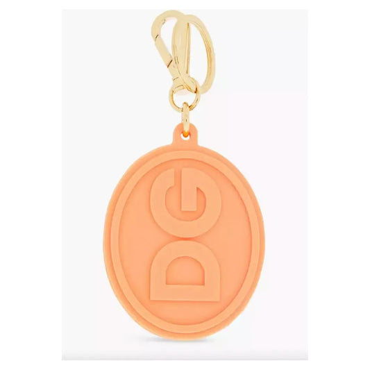 Dolce & Gabbana Chic Orange Logo Keychain with Gold Steel Hardware orange-keychain