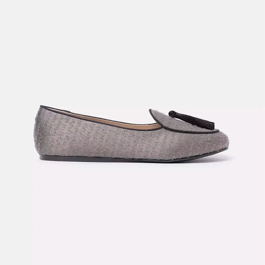 Charles Philip Elegant Grey Velvet Tassel Moccasins gray-flat-shoe-1