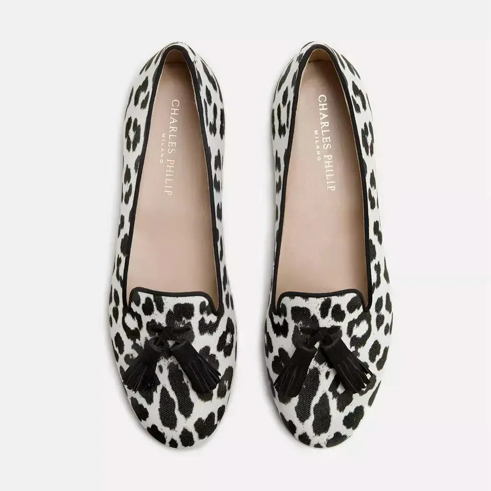 Charles Philip Elegant Silk Leopard Print Loafers white-flat-shoe-2 product-10430-36783527-32116189-b3d.webp