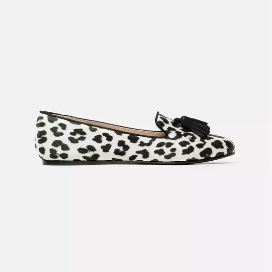 Charles Philip Elegant Tassel Leopard Silk Loafers white-flat-shoe-2