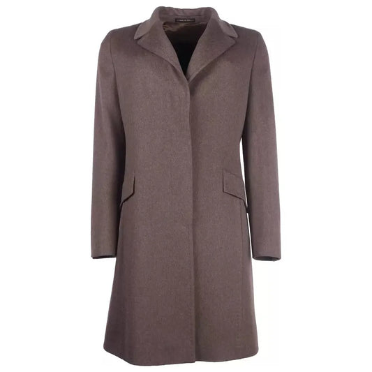 Made in Italy Elegant Virgin Wool Women's Coat in Brown brown-jackets-coat