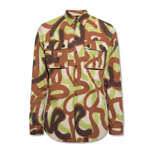 Dsquared² Camouflage Cotton Camisole with Front Pockets army-cotton-shirt-1