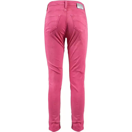 Yes Zee Chic Fuchsia Skinny Jeans with Mini Ankle Slits fuchsia-cotton-jeans-pant-2