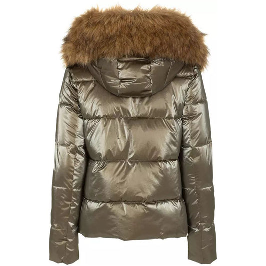 Imperfect Eco-Fur Hooded Down Jacket in Brown brown-polyamide-jackets-coat-1 product-10614-613934562-5e449917-7f9.jpg