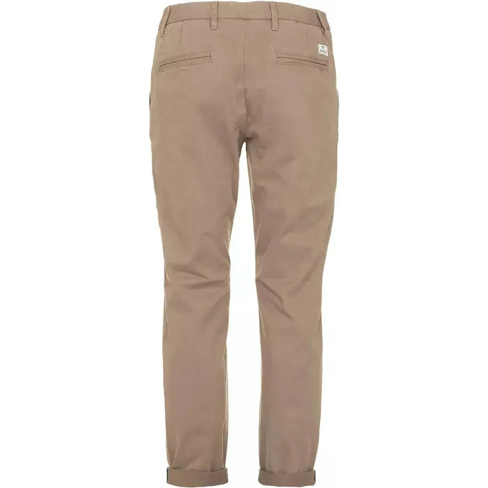 Fred Mello Beige Cotton Blend Casual Pants for Men beige-cotton-jeans-pant-3