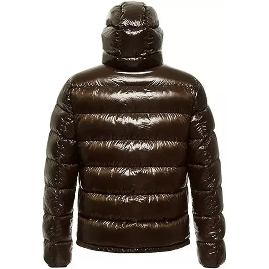Centogrammi Reversible Hooded Down Jacket in Brown/Black brown-nylon-jacket