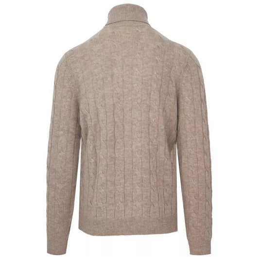Malo Elegant Ribbed Wool-Cashmere Men's Turtleneck beige-wool-sweater-16