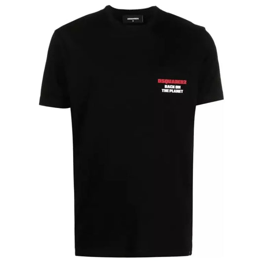 Dsquared² Sleek Black Cotton Tee with Logo Pocket black-t-shirt-4