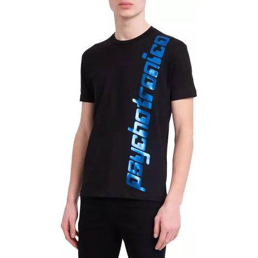 Dsquared² Sleek Black Cotton Tee with Bold Blue Accent black-t-shirt product-10866-1320405450-1-754f7bae-69e.webp