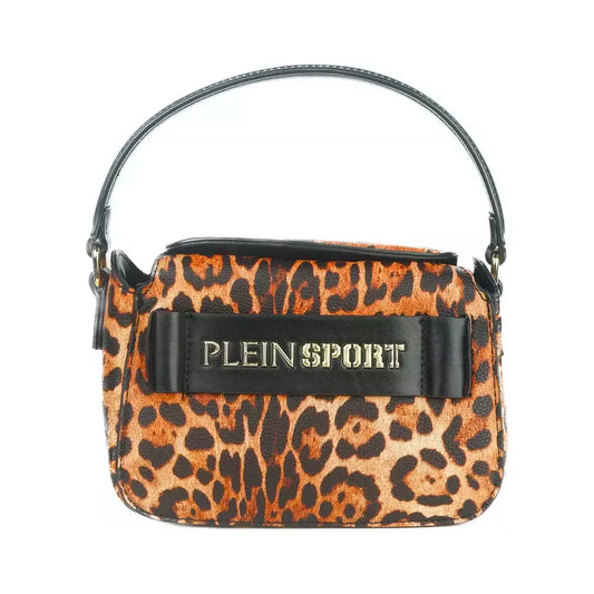 Plein Sport Chic Leopard Print Shoulder Bag with Logo Detail brown-polyethylene-crossbody-bag