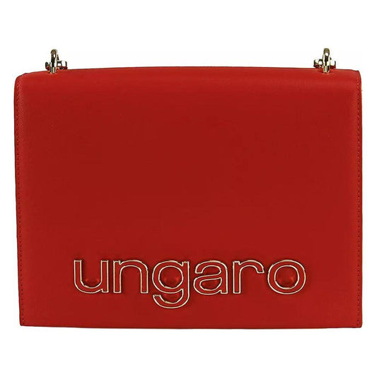 Ungaro Chic Calfskin Crossbody with Metallic Logo Accents red-leather-di-calfskin-crossbody-bag-4
