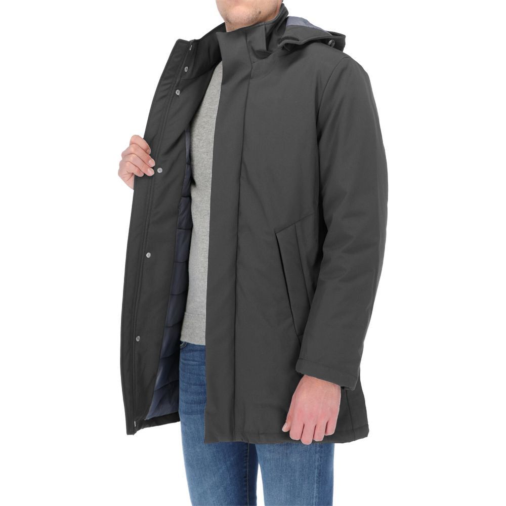 Refrigiwear Elegant Gray Tech Parka for Optimal Warmth and Comfort gray-polyester-jacket