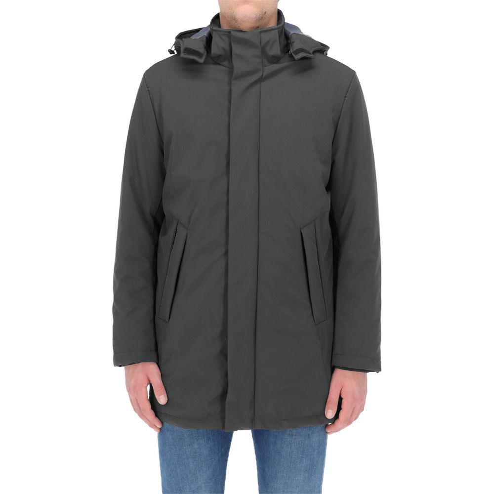 Refrigiwear Elegant Gray Tech Parka for Optimal Warmth and Comfort gray-polyester-jacket