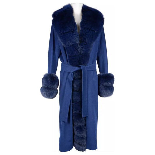 Made in Italy Elegant Wool Coat with Luxe Fox Fur Trim blue-wool-vergine-jackets-coat-3 product-11192-134837979-1-2d589e22-27c.jpg
