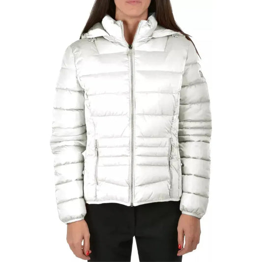 Yes Zee Chic White Hooded Short Jacket white-polyamide-jackets-coat-3