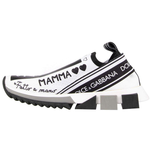 Dolce & Gabbana Monochrome Scripted Stretch Sneakers white-polyester-sneaker