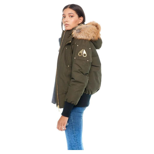 Moose Knuckles Exquisite Army Gold Debbie Bomber Jacket army-nlyon-jackets-coat