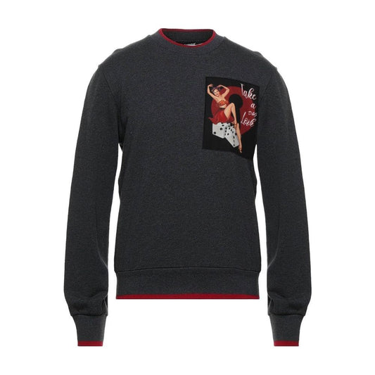 Dolce & Gabbana Elegant Gray Cotton Sweatshirt with Red Accents gray-cotton-sweater-12