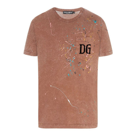 Dolce & Gabbana Embroidered Cotton Splatter Tee brown-cotton-t-shirt-2 product-11270-1644637535-2-3f17ccc4-a0b.jpg