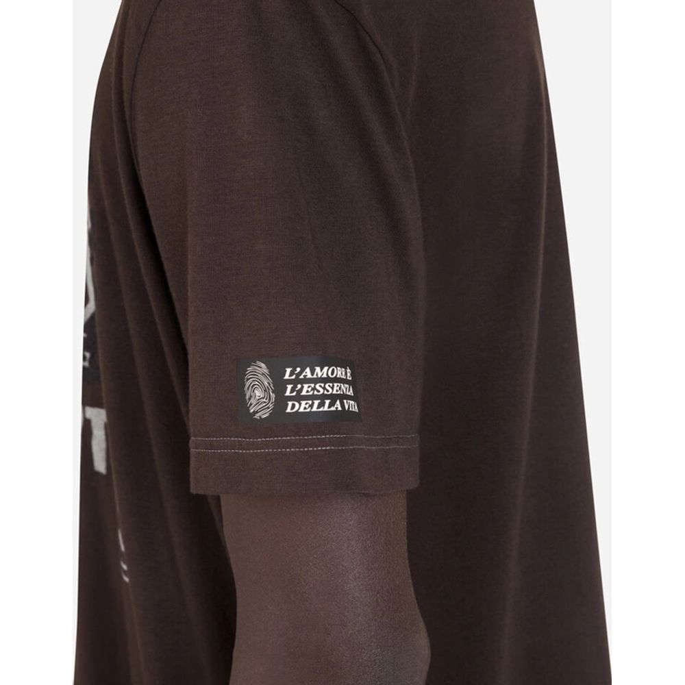 Dolce & Gabbana Elegant Brown Cotton Tee with Iconic Print brown-cotton-t-shirt-15 product-11287-1504537127-b7da69d3-007.jpg