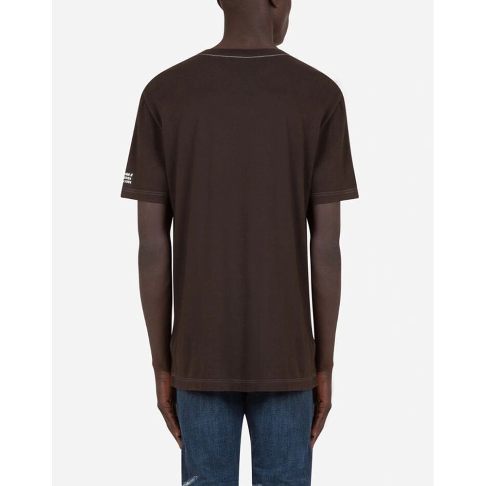 Dolce & Gabbana Elegant Brown Cotton Tee with Iconic Print brown-cotton-t-shirt-15 product-11287-1620454372-3d386a33-0a5.jpg