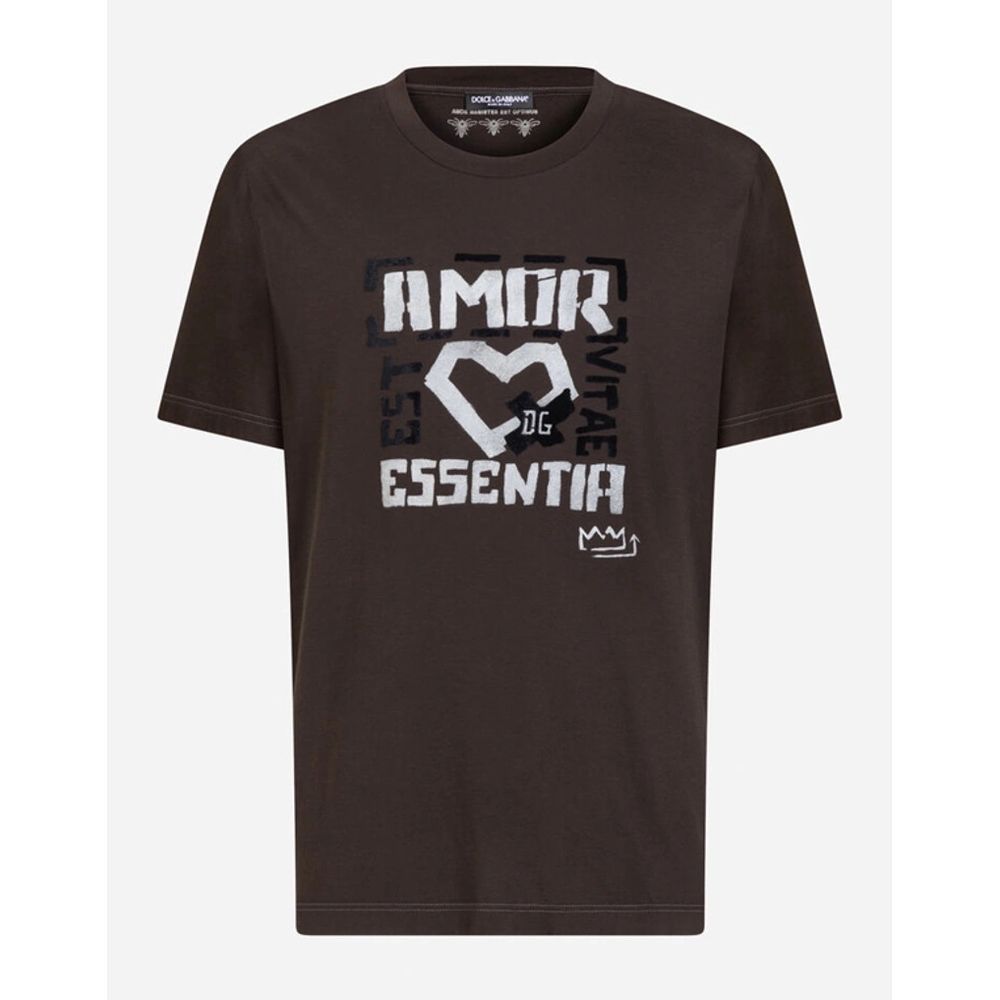 Dolce & Gabbana Elegant Brown Cotton Tee with Iconic Print brown-cotton-t-shirt-15 product-11287-859793437-f41f1893-4f5.jpg