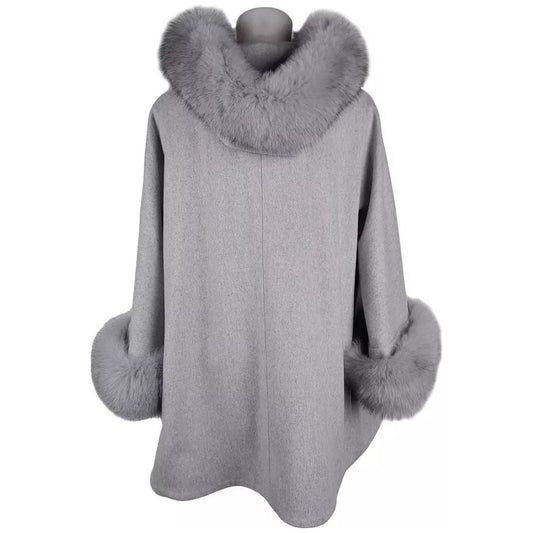 Made in Italy Elegant Virgin Wool Short Coat with Fur Detail gray-wool-vergine-jackets-coat-1