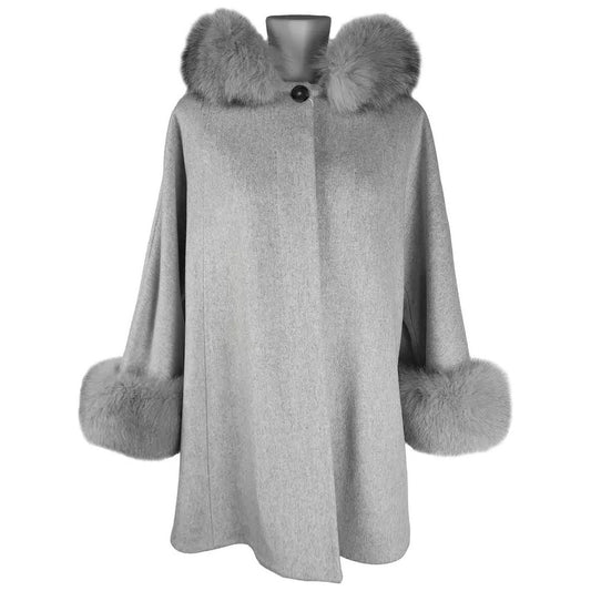 Made in Italy Elegant Virgin Wool Short Coat with Fur Detail gray-wool-vergine-jackets-coat-1