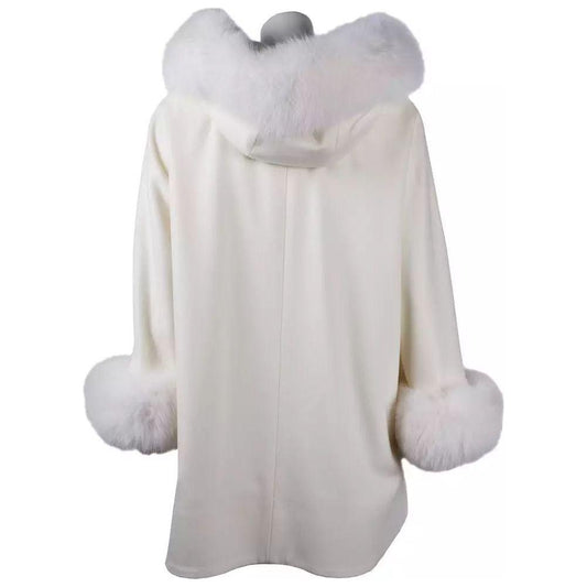 Made in Italy Elegant Virgin Wool Short Coat with Fur Trim white-wool-vergine-jackets-coat-3
