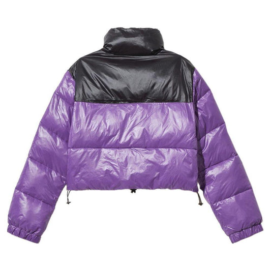 Comme Des Fuckdown Chic Purple Nylon Down Jacket with Logo Detail purple-nylon-jackets-coat