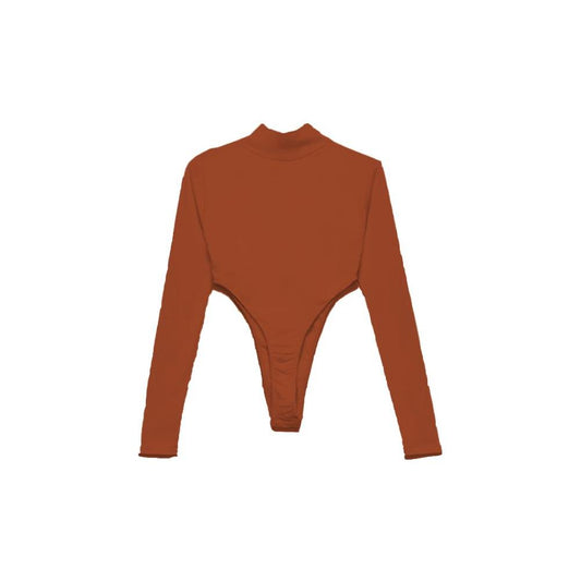 Hinnominate Elegant Stretch Turtleneck Bodysuit brown-cotton-tops-t-shirt-3 product-11572-328490476-33043356-b3f.jpg