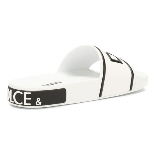 Dolce & Gabbana Chic White Logo Slides for Elevated Comfort white-cotton-sandal