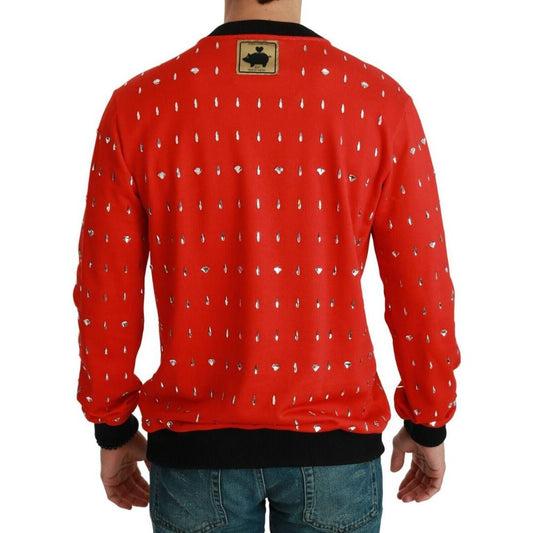Dolce & Gabbana Crystal Diamond Pig Print Sweater red-cotton-sweater-4 product-11727-989044952-a634718f-8db.jpg