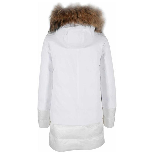 Yes Zee Elegant Quilted Nylon Jacket with Fur Hood white-nylon-jackets-coat-2