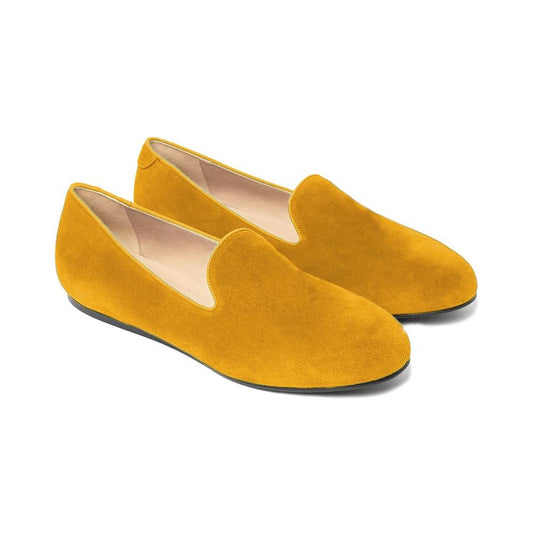 Charles Philip Velvety Yellow Moccasins with Leather Lining yellow-leather-di-calfskin-flat-shoe