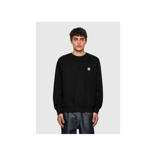 Diesel Sleek Black Cotton Blend Sweatshirt with Logo black-cotton-sweater-9